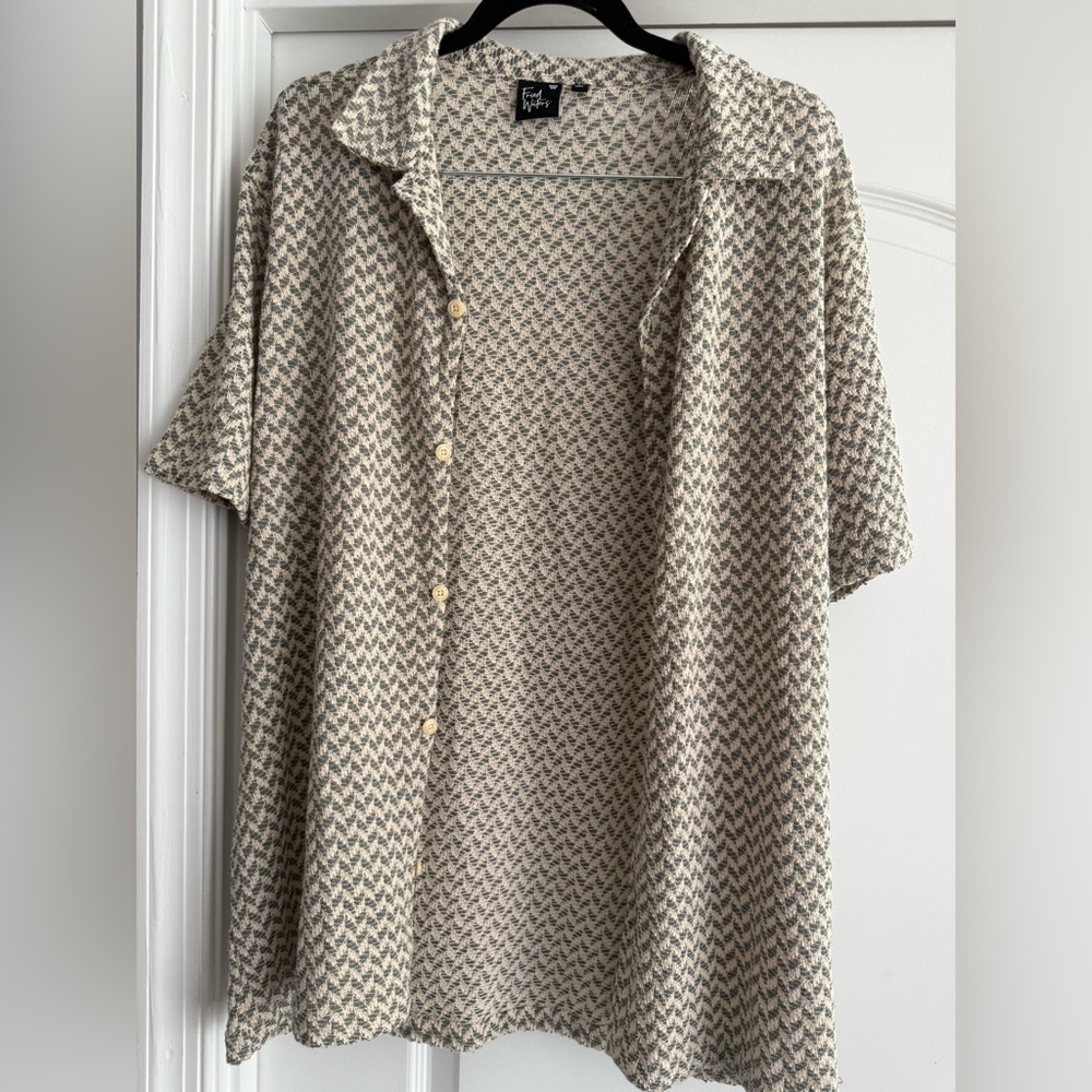Patterned Short Sleeve Button-Up Shirt